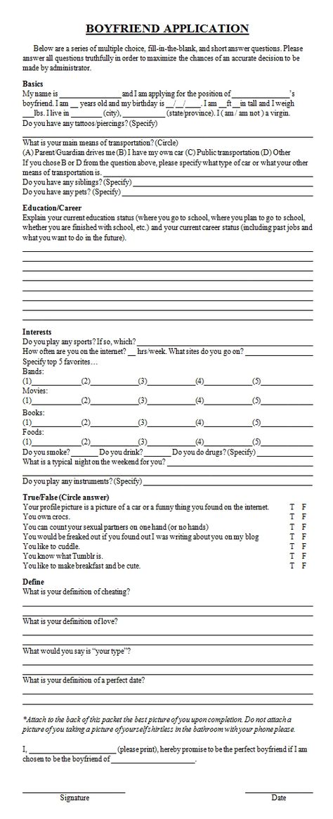 boyfriend application Girlfriend Application Form Funny, Boyfriend Application Funny, Official Boyfriend Application Form, The Official Boyfriend Application, Boyfriend Contract, Boyfriend Application Form, Boyfriend Form, The Official Girlfriend Application, Bf Application