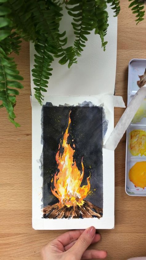 #campfire #watercolor #watercolortutorials #arttutorialwatercolor #arttutorial #art #artist #tutorial #artvideo #watercolorarts #watercolours #painting #rosiessketchbook Easter Decorations Ideas, Art Tutorials Watercolor, Watercolor Paintings For Beginners, Ideas For Easter Decorations, Easy Canvas Art, Ideas For Easter, Soyut Sanat Tabloları, Watercolor Paintings Easy, Have Inspiration