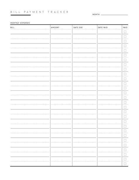 This Printable Bill Tracker Template is a perfect way of keeping an eye on your monthly expenses. You can use this free printable bill tracker to see what you actually spend your money on every month and then find ways to cut back. #billtrackerprintable #billtrackertemplate #billtrackerfree #plannerpagesprintablefree #freeplannerprintables #freeplannerinserts Good Notes Money Tracker, Free Monthly Bill Tracker Free Printable, Free Bill Tracker Printable, Monthly Bill Tracker Free Printable, Bill Tracker Free Printable, Free Printable Bill Tracker, Monthly Bills Template, Bill Tracker Template, Printable Bill Tracker