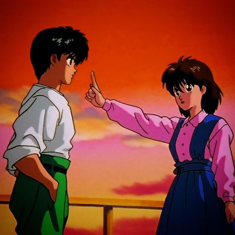 Yuyu Hakusho Yusuke And Keiko, Yusuke X Keiko, Keiko Yukimura, Ghost Fighter, Yusuke Urameshi, Yu Yu Hakusho Anime, 90 Anime, All Anime Characters, Yu Yu Hakusho