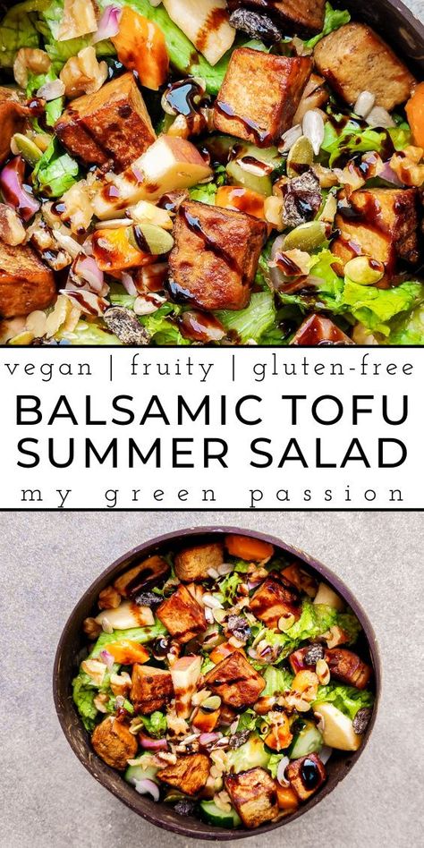 Salad Vegan Recipes, Balsamic Tofu, Vegan Summer Recipes, Tofu Salad, Salad Vegan, Vegan Salad Recipes, Summer Salad, Tofu Recipes, Summer Dinner