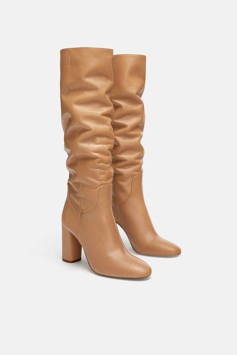 Lux Shoes, Camel Style, Camel Boots, Leather High Heel Boots, Dr Shoes, Zara Boots, Leather Boots Heels, Leather Western Boots, Zara Leather