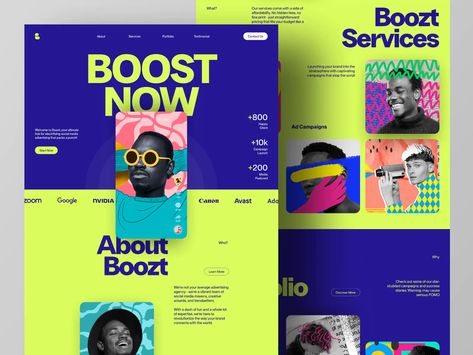 Boozt - Media & Creative Agency Landing Page Website Website Ui Ux Design, Creative Agency Website, Aesthetic Website, Agency Landing Page, Marketing Agency Website, Landing Page Website, Digital Creative Agency, Agency Website Design, Creative Design Agency