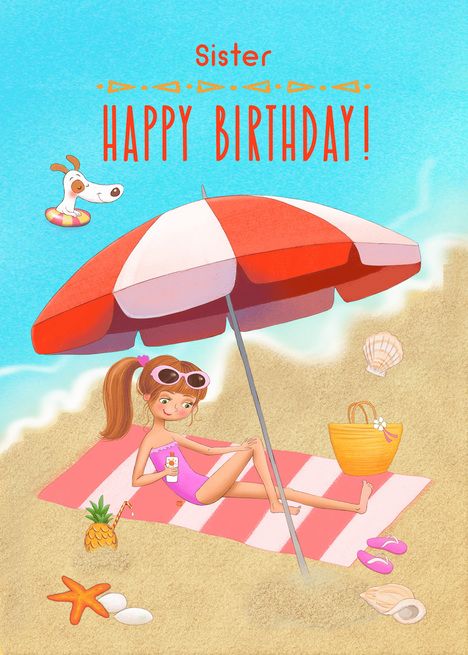 Happy Birthday to Sister Young Teen Girl on the Beach card #Ad , #Advertisement, #Sister, #Young, #Happy Happy Birthday Teen Girl, Happy Birthday To Niece, Birthday Teen, Girl On The Beach, Military Cards, Poker Card, Beach Cards, Step Daughter, Happy Birthday Sister