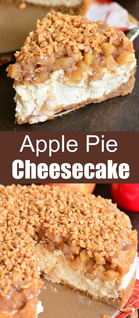 Apple Pie Cheesecake Recipe, Apple Pie Cheesecake, Toffee Crunch, Dessert Cheesecake, Philadelphia Torte, Homemade Apple Pie Filling, Beautiful Marriage, Homemade Apple Pie, Pie Cheesecake