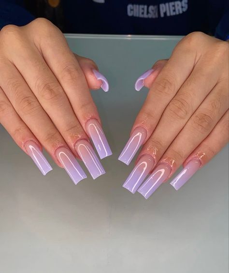 Cut Dog Nails, Light Purple Nails, Purple Ombre Nails, Violet Nails, Nail Trimming, Purple Acrylic Nails, Lilac Nails, Square Nail, Square Nail Designs