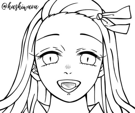 Nezuko Coloring Page, Nezuko Lineart, Nezuko Drawing Easy, Demon Slayer Poses Drawing, Anime Face Drawing, Dibujos Anime Chibi, Anime Lineart, Indie Drawings, Witchy Wallpaper