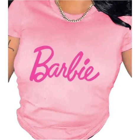 Barbie Pink Fuchsia Name Plate Short Sleeve T- Shirt Size Xl New In Package. Never Used Approximate Measurements Pit To Pit 19” Lenght 23” Ship Same Or Next Day Barbie Top, Pink Barbie, Pink Tshirt, Pink Shorts, Cartoon Print, Name Plate, Fashion Sense, Urban Fashion, Shirt Color