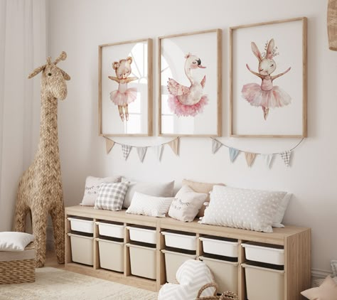 Whimsical Ballerina Nursery Prints Set of 3 - Bunny, Swan, Teddy in Pink Tutus  Add a touch of whimsy and elegance to your little ballerina's nursery with this charming set of 3 girls ballet prints. Featuring a sweet bunny, graceful swan, and cuddly teddy all dressed in delicate pink tutus, these nursery wall art pieces are perfect for creating a magical atmosphere. Whether you're decorating a ballerina-themed nursery or simply adding some girly flair to your little one's space, these prints are Aesthetic Scripture, Scripture Posters, Baseball Nursery, Ballerina Nursery, Nursery Prints Girl, Whimsical Nursery, Baby Room Themes, Girl Nursery Ideas, Church Nursery