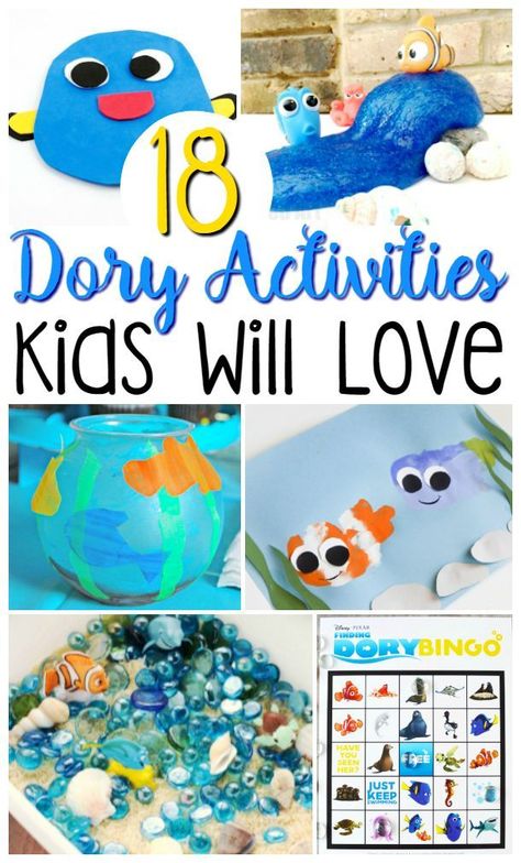 dory Summer School Themes, Disney Camp, Summer Daycare, Disney Lessons, Disney Movie Night Food, Disney Themed Classroom, Ocean Animal Crafts, Disney Activities, Disney Camping