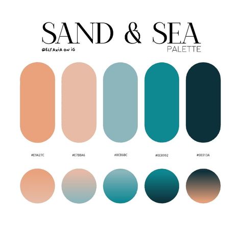 Blue Pallet Color, Three Color Palette, Teal Colour Palette, Gradient Color Palette, Blue Pallet, Beach Color Palette, Flat Color Palette, Color Theory Art, Color Knowledge