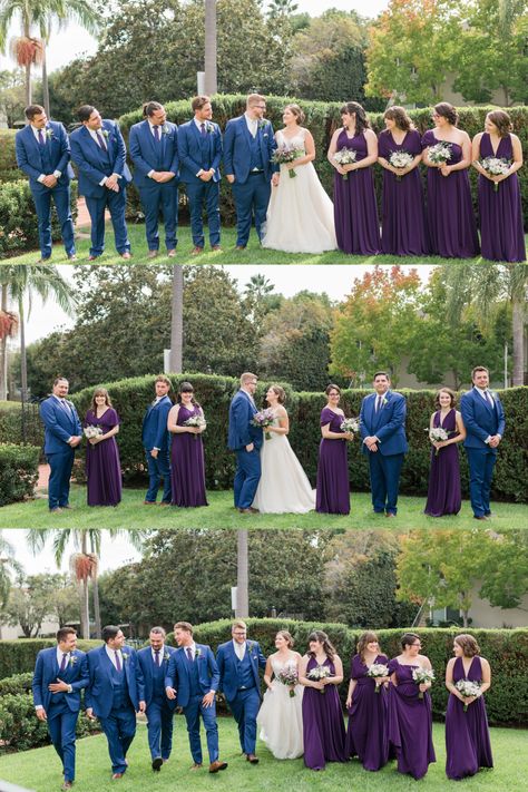 Galaxy Bridesmaids Dresses, Dark Purple And Dusty Blue Wedding, Violet And Blue Wedding Theme, Royal Blue And Deep Purple Wedding, Purple Bridesmaids Blue Groomsmen, Galaxy Themed Wedding Bridesmaid Dresses, Galaxy Wedding Bridesmaid Dresses, Plum And Blue Wedding Colors, Plum Blue Wedding