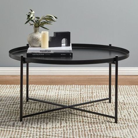 Round Black Coffee Table, Round Coffee Table Styling, Round Coffee Table Decor, Round Metal Coffee Table, Black Coffee Table, X Coffee Table, Steel Coffee Table, Scandi Home, Table Decor Living Room