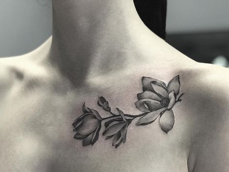 Vlada Liubchenko on Instagram: “Do you love magnolias? #tattoo #magnolia #magnoliatattoo #tattoos #tattooed #cherkassy #rest_in_cherkassy #sketch #lineworktattoo…” Magnolia Chest Tattoo, Magnolia Tattoo, Magnolia Branch, Branch Tattoo, Line Work Tattoo, Cover Up Tattoos, Chest Tattoo, Neck Tattoo, Shoulder Tattoo