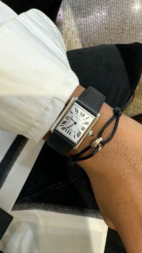 Cartier Tank Must Men, Cartier Tank Outfit Men, Cartier Tank Men, Cartier Mens Watch, Tank Cartier, Cartier Tank Must, Cartier Watches Mens, Black Outfit Men, Tank Watch