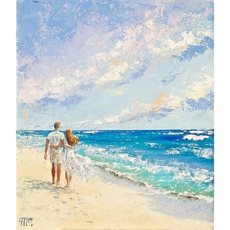 Couple On The Beach, The Beach Painting, Dream Illustration, Inspo Art, Couple Painting, Romantic Picnics, Art Couple, Seascape Art, Beach Watercolor