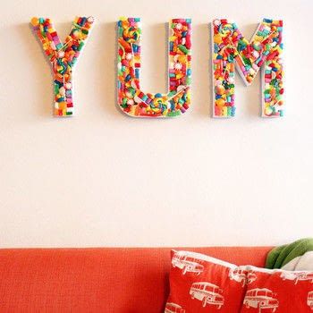 Candy Yum Sign · How To Make A Letter · Home + DIY on Cut Out + Keep · How To by Jamie S. Candy Wall Decor, Illusion Room, Candy Themed Bedroom, Atelier Decor, Yarn Art Projects, Candy Room, How To Make Letters, Candy Signs, Art Deco Font