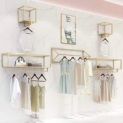 Ceiling Hangers, Wall Mounted Drying Rack, Clothes Shelves, Clothes Hanger Rack, Clothing Store Displays, Clothing Displays, Boutique Decor, Store Interiors, Metal Display