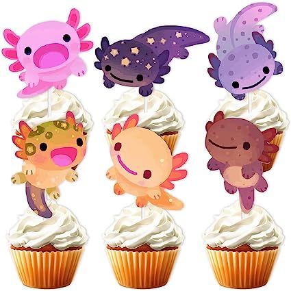 Axolotl Cupcake Ideas, Axolotl Cupcakes, Axolotl Birthday Party Ideas, Axolotl Birthday Party, Animal Theme Baby Shower, Axolotl Party, Addy Rae, Birthday Party Plates, Animal Baby Shower Theme