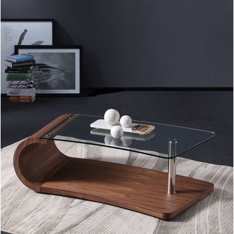 Orren Ellis Purifoy Coffee Table & Reviews | Wayfair Wood And Glass Coffee Table Styling, Modern Table Centerpieces, Coffee Table Design Modern, Console Table Design, Unique Coffee Table, Coffee Table Styling, Glass Top Coffee Table, Cool Coffee Tables, Coffee Table Wayfair