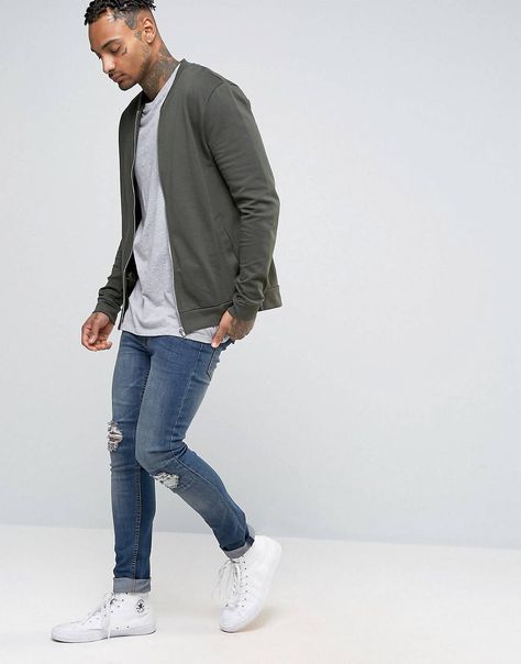 LOVE this from ASOS! Jacket Dress Outfit, Green Jacket Outfit, Men's Shirts And Tops, Minimalist Fashion Men, Pants Outfit Men, Mens Clothing Store, Mens Casual Outfits Summer, African Clothing For Men, Mens Casual Dress Outfits