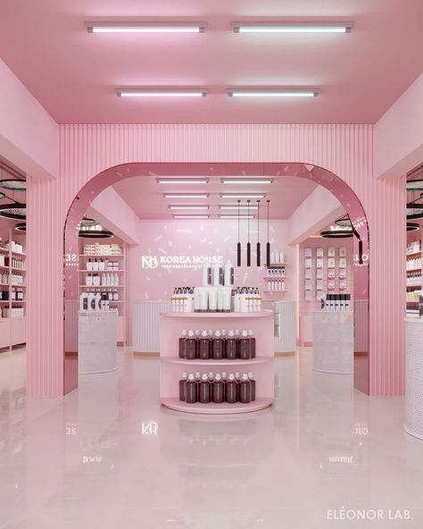 Candy Store Design, Store Design Boutique, Nail Salon Decor, Boutique Interior Design, Bright Design, Store Interiors, Candle Store, Makeup Store, Salon Interior Design