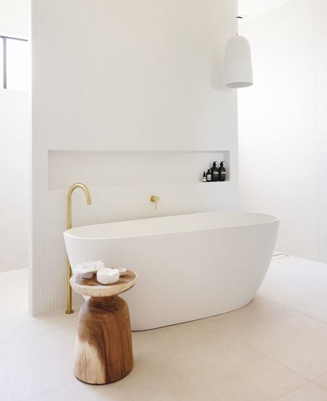 Bathroom inspiration. Simplistic bathroom design from ADP stocked at Bathroom Space Brisbane. Soothing Bathroom, White Laundry Rooms, Architectural Designer, White Laundry, Dream Bath, Feature Tiles, Bathroom Reno, White Floors, Main Bathroom