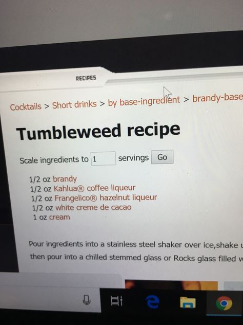 Tumbleweed Drink Recipe, Kahlua Coffee Liqueur, Drink Recipe, Liqueur, Hazelnut, Brandy, Drinks