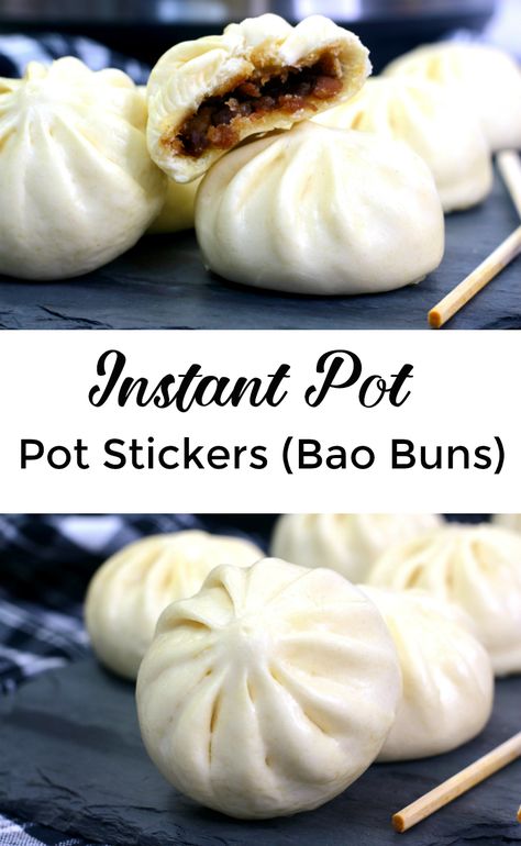 Instapot Duo, Pot Stickers Recipe, Steam Buns Recipe, Potstickers Recipe, Steamed Pork Buns, Dim Sum Recipes, Pot Stickers, Bao Buns, Pork Buns