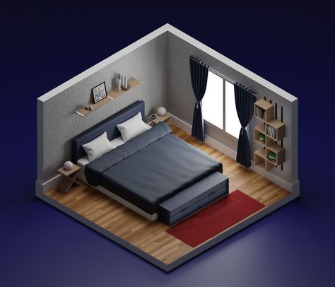 ArtStation - Isometric bedrooms Basic Design Principles, Cardboard House, Office Layout, Man Room, Furnished Apartment, 3d Warehouse, Room Aesthetic, Interior Design Bedroom, Outdoor Bed