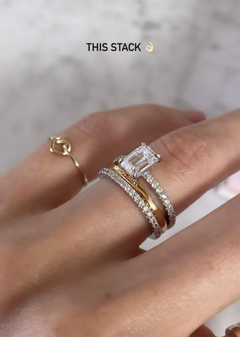 Mixed Metal Wedding Rings, Mixed Metals Wedding, Mixed Metal Engagement Rings, Types Of Wedding Rings, Metal Wedding, Mixed Metal Rings, Stacked Wedding Rings, Cute Engagement Rings, Future Engagement Rings