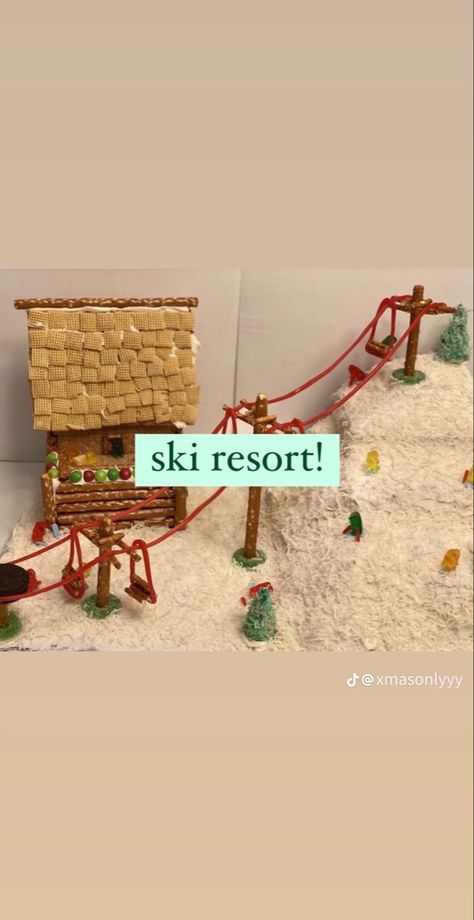 Homemade Gingerbread House, Cool Gingerbread Houses, Ginger House, Ski House, Ski Lodge, Ski Resort, House Inspiration, Gingerbread House, Christmas Food