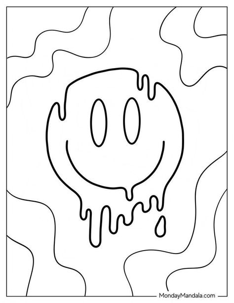 Cute Drawings Coloring Page, Easy Coloring Drawings, Drawings To Colour In, Groovy Coloring Pages Free Printable, Coloring Printables For Adults, Y2k Coloring Pages Free Printable, Free Easy Coloring Pages, Downloadable Coloring Pages Free, Minimalist Coloring Page