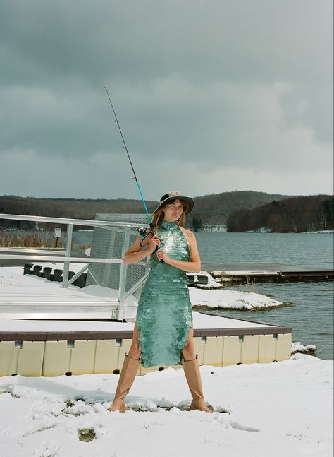 Fishing Editorial, Fishing Photoshoot, Pole Photoshoot, Fishing Pole, Fashion Editorial, Fishing Rod, All About Fashion, Editorial Fashion, Lace Skirt