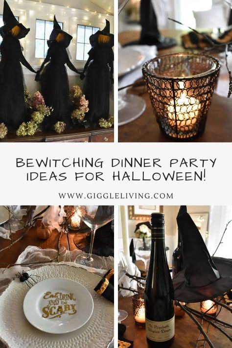 A bewitching dinner party for your haunted Halloween celebrations Halloween Dinner Party Entree, Witch Dinner Party, Goth Dinner, Halloween Dinner Party Ideas, Halloween Dinner Party Menu, Witches Dinner, Gothic Halloween Party, Themed Dinners Ideas, Dinner Party Entrees