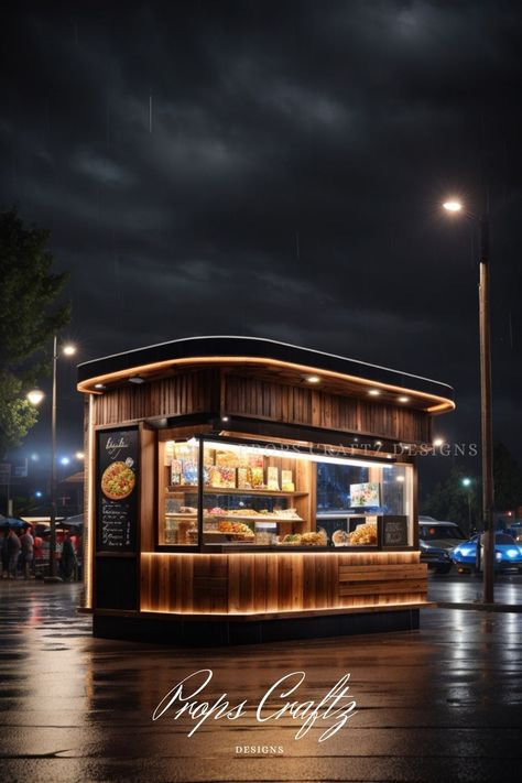 Black and Wooden texture Wooden Kiosk Design, Wooden Food Cart Design, Food Kiosk Design Ideas, Coffee Kiosk Design, Food Kiosk Design, Fast Food Restaurant Design, Food Court Design, Street Food Design, Food Stall Design