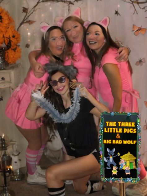 Three Little Pigs and the Big Bad Wolf Three Little Pigs Costume, Big Bad Wolf Costume, Pink Football, Wolf Costume, Best Friend Halloween Costumes, Metallic Shorts, White Tee Shirts, Halloween Costumes Friends, Big Bad Wolf