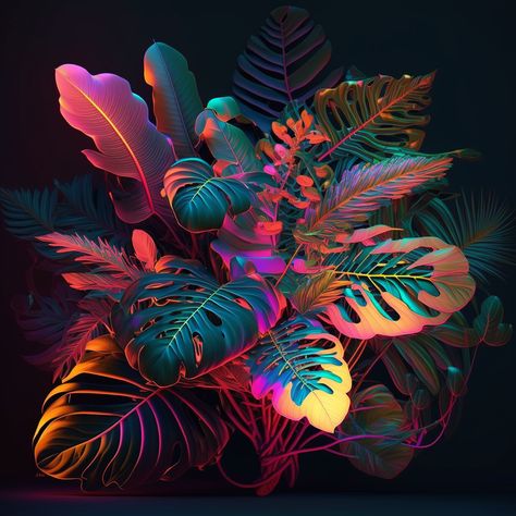 Neon Plants, Beats Wallpaper, Diy Water Feature, Nature Photography Trees, Neon Jungle, Neon Noir, Modern Graphic Art, Jungle Art, Neon Printing