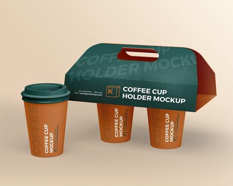 21 Nice Cup Holder Mockups (Both Free & Premium) - Onedesblog Pizza Gourmet, Brain Logo, Free Packaging Mockup, Coffee Box, Coffee Cup Holder, Paper Coffee Cup, Bag Mockup, Graphic Design Packaging, Free Coffee