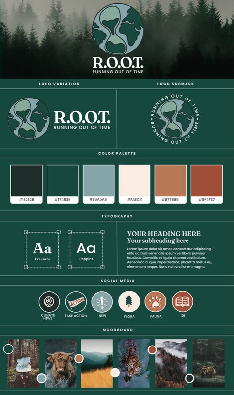 Events Company Branding, Sustainable Logo Design Branding, Outdoor Brand Color Palette, Dark Green Website Design, Sustainability Color Palette, Conservation Branding, Sustainable Color Palette, Nature Inspired Branding, Hiking Branding