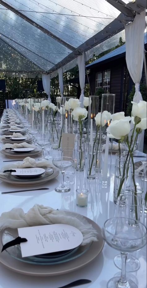 Black And White Wedding Theme, Minimalist Wedding Decor, Wedding Table Designs, Dream Wedding Decorations, White Wedding Theme, Ice Sculpture, Wedding Venue Decorations, Getaway Car, Ceremony Music