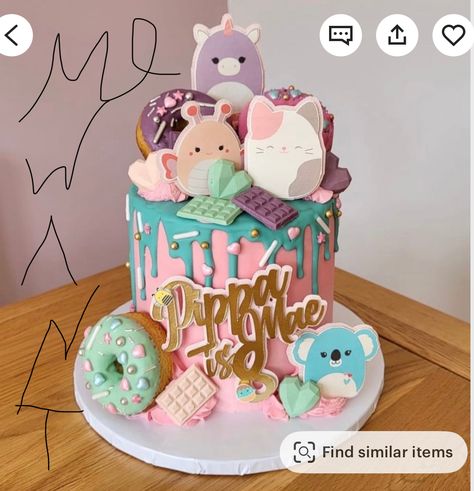 Cake Squishmallow, Squishmallows Cake, Squishmallow Cake, Squishmallow Party, 9th Birthday Cake, Shades Of Pastel, 10 Birthday Cake, Kids Baking, Yellow Pastel