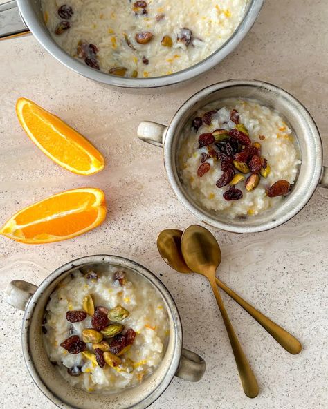 Orange Cardamom Rice Pudding Rice With Milk, Cardamom Rice, Orange Rice, North Of Spain, Orange Cardamom, Creamy Rice Pudding, Rice Pudding Recipe, Perfect Rice, Creamy Rice