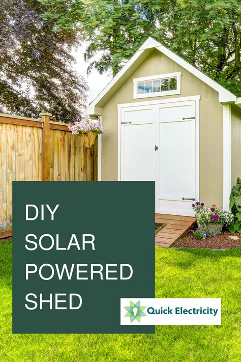 Learn how to install a solar panel system on your shed. Shed With Solar Panels, Solar Powered Shed, Shed Solar Power Diy, Diy Solar Panels For Electricity, Tiny Pool House, Bed Sage Green, Building Tiny House, Solar Lights Ideas Outdoor, Shower Bed