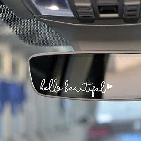 3x Hello Beautiful Rearview Mirror Decal, Vanity Mirror Stickers, Rear View Mirror Vinyl Decal, Car Accessories Gifts, Car Decal For Women, Car Window Decal, Self Affirmations Decal Car Mirror Decals, Car Accessories Gifts, Self Affirmations, Mirror Vinyl, Mirror Decals, Mirror Decal, Vinyl Tumblers, Tumbler Stickers, Mirror Stickers