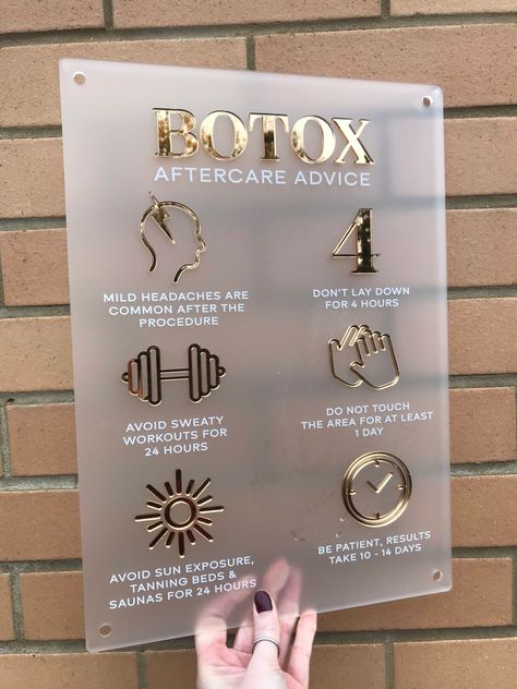 Botox Aftercare Advice Acrylic A3 Wall Sign | Beauty Sign | Business Sign | Spa Sign | Salon Sign | Salon Decor business #graphicdesignerdaily #designlover #logolearn Botox Salon Interior, Small Botox Room Ideas, Med Spa Room Decor, Med Spa Lighting, Botox Room Design, Med Spa Wall Decor, Injector Room Ideas, Botox Room Decor, Botox Spa Decor