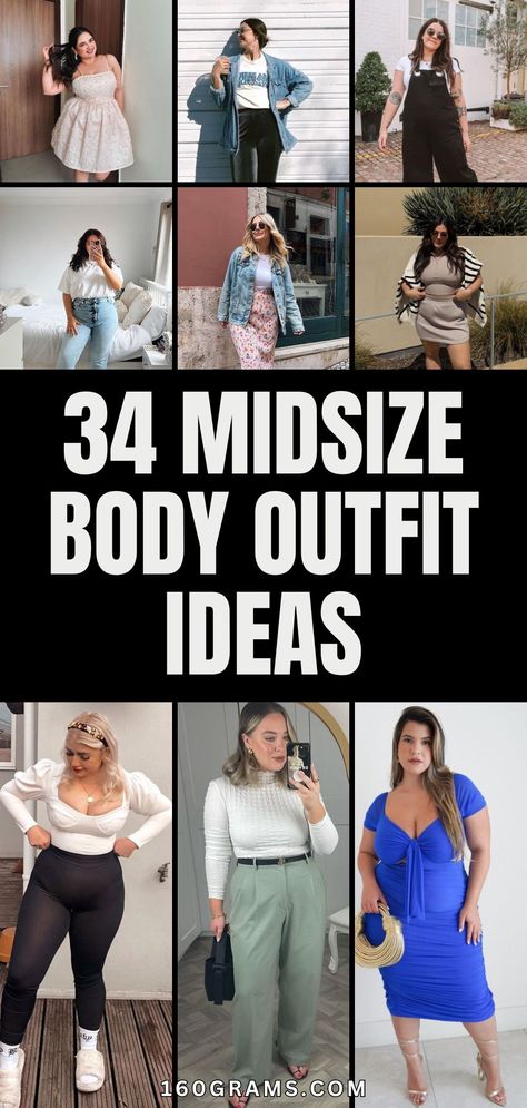 Pin this for fashion inspiration for every curve! Discover trendy outfits tailored for midsize bodies that will elevate your wardrobe. Don't miss out on these fresh ideas to showcase your unique style. #FashionInspo #MidsizeFashion #BodyPositivity Size 12 5'3, Midsize Outfits Short Torso, Fashion For Average Size Women, Shirt Styles For Big Busted Women, Outfits For Size 14/16, Outfits To Accentuate Waist, 1x Outfit Ideas, Slim Looking Outfits For Women, Mid Size Date Outfits