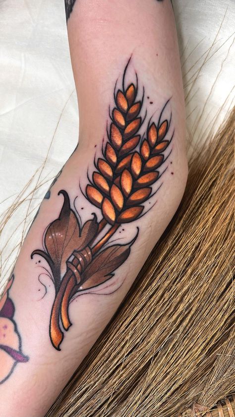 Wheat Tattoo, Nc Tattoo, Neo Traditional Art, Food Tattoos, Geniale Tattoos, Cute Small Tattoos, Badass Tattoos, Tattoo Illustration, Eye Tattoo