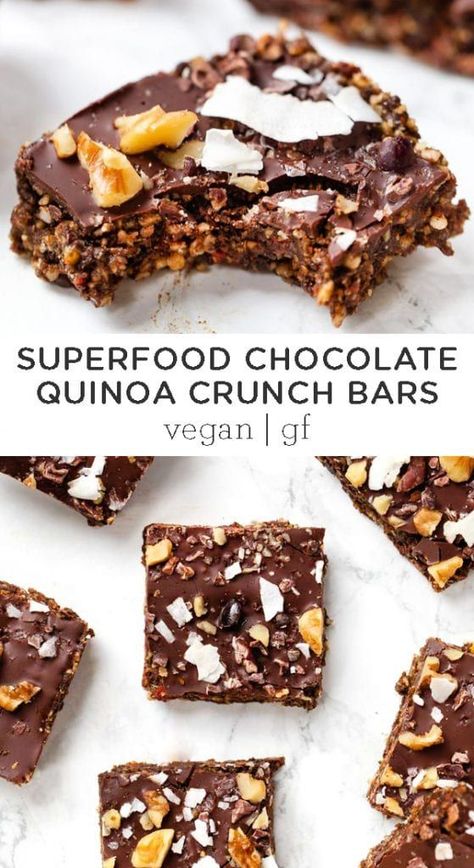 Quinoa Crunch Bars, Quinoa Crunch, Quinoa Bars, Chocolate Quinoa, Crunchy Snacks, Crunch Bars, Healthy Superfoods, Healthy Bars, Hiking Food