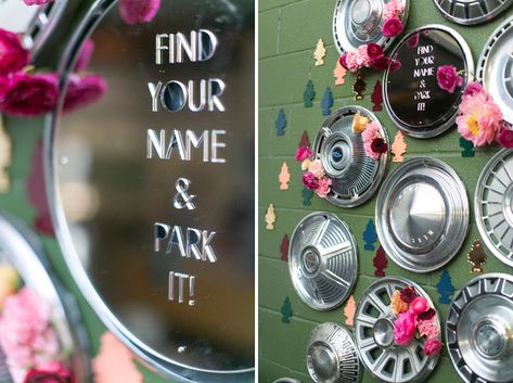 Hot Rod Wedding, Car Themed Wedding, Event Planning Board, Find Your Name, Biker Wedding, Car Wedding, 50s Wedding, Samantha Wedding, Disco Party Decorations